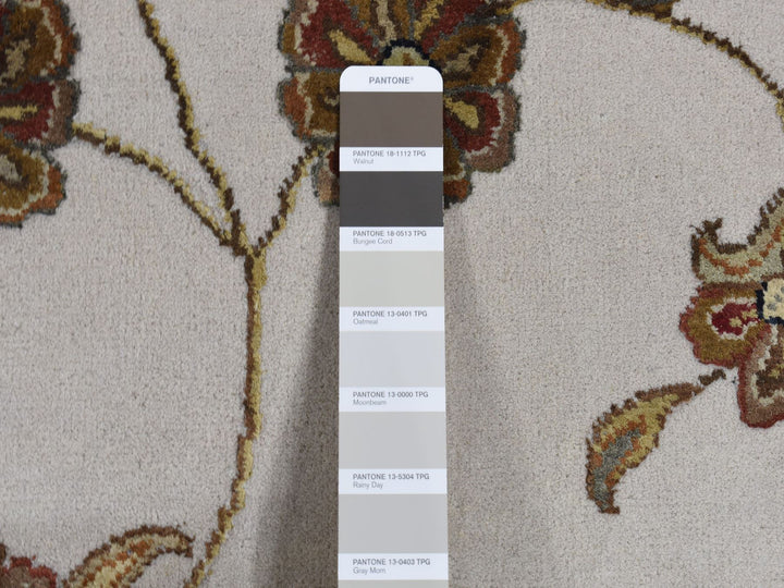6'0" x 9'2" New Hand Knotted Grey Wool & Silk Rectangle Oriental Rug - MOA10287017