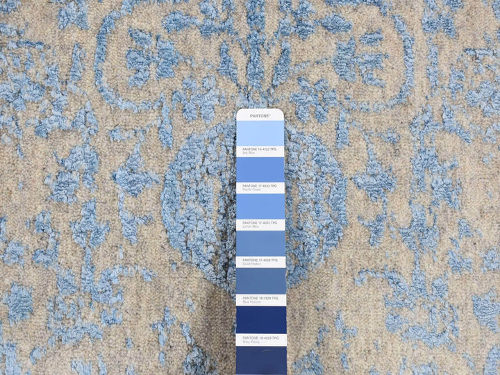 5'10" x 8'9" New Hand Loomed Blue Wool & Silk Rectangle Oriental Rug - MOA10287019