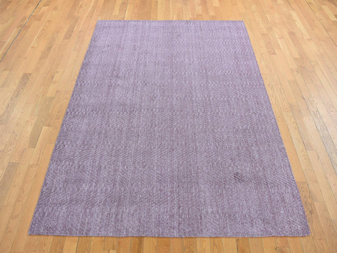 8'0" x 10'1" New Hand Loomed Purple Wool Rectangle Oriental Rug - MOA10287020