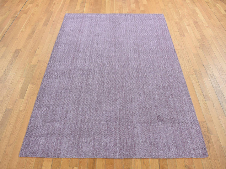 8'0" x 10'1" New Hand Loomed Purple Wool Rectangle Oriental Rug - MOA10287020
