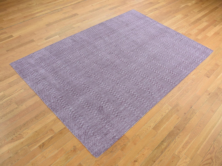 8'0" x 10'1" New Hand Loomed Purple Wool Rectangle Oriental Rug - MOA10287020