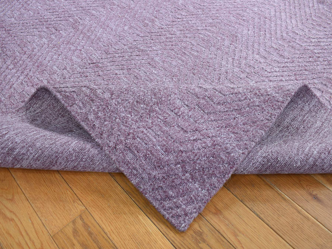 8'0" x 10'1" New Hand Loomed Purple Wool Rectangle Oriental Rug - MOA10287020