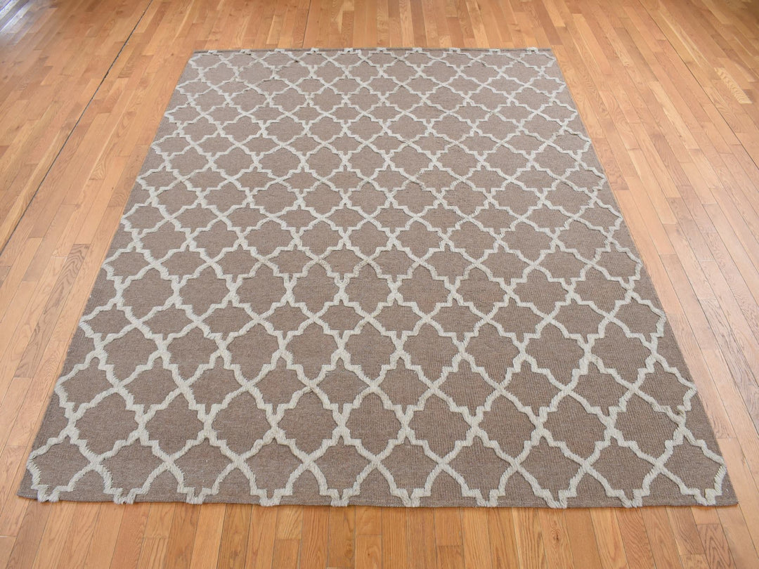 7'10" x 9'9" New Hand Knotted Brown Wool Rectangle Oriental Rug - MOA10287026