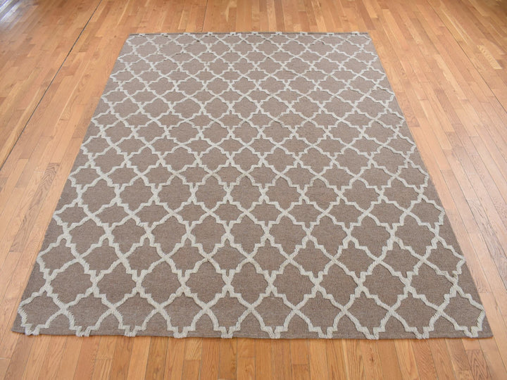 7'10" x 9'9" New Hand Knotted Brown Wool Rectangle Oriental Rug - MOA10287026