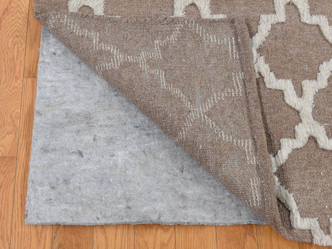 7'10" x 9'9" New Hand Knotted Brown Wool Rectangle Oriental Rug - MOA10287026
