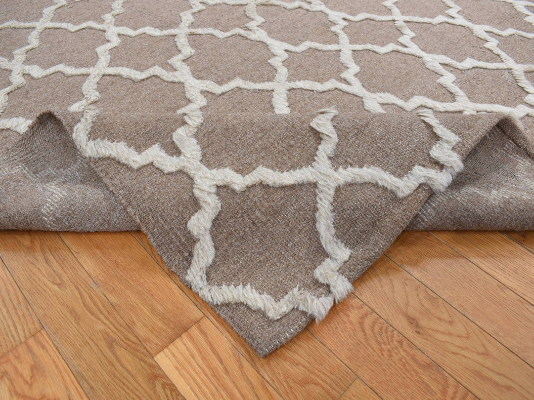7'10" x 9'9" New Hand Knotted Brown Wool Rectangle Oriental Rug - MOA10287026