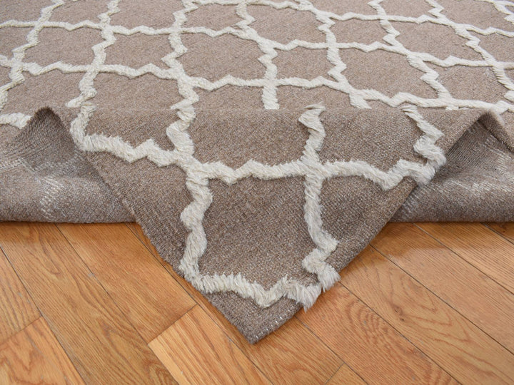 7'10" x 9'9" New Hand Knotted Brown Wool Rectangle Oriental Rug - MOA10287026