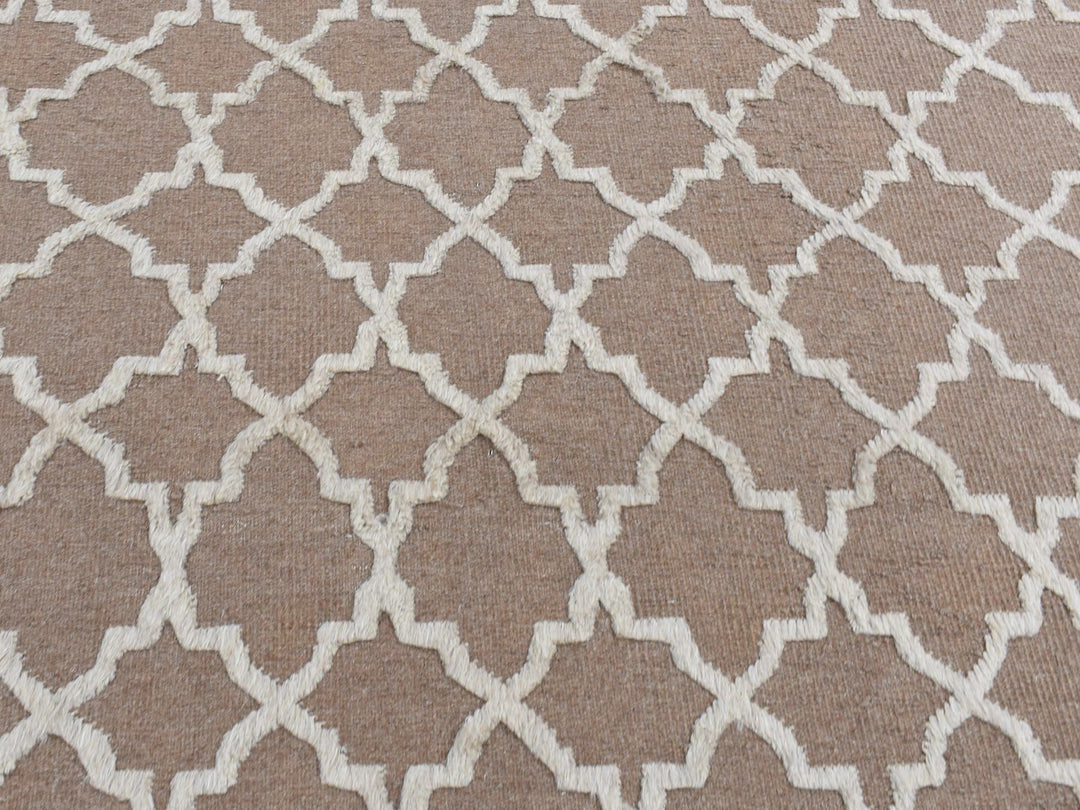 7'10" x 9'9" New Hand Knotted Brown Wool Rectangle Oriental Rug - MOA10287026