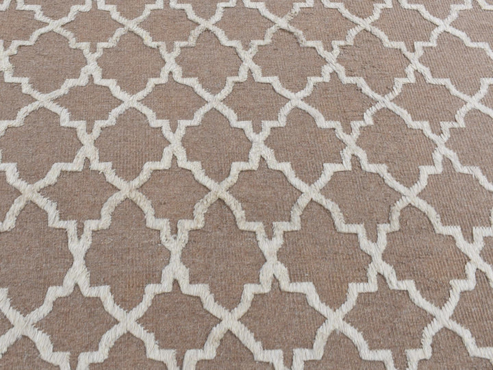 7'10" x 9'9" New Hand Knotted Brown Wool Rectangle Oriental Rug - MOA10287026