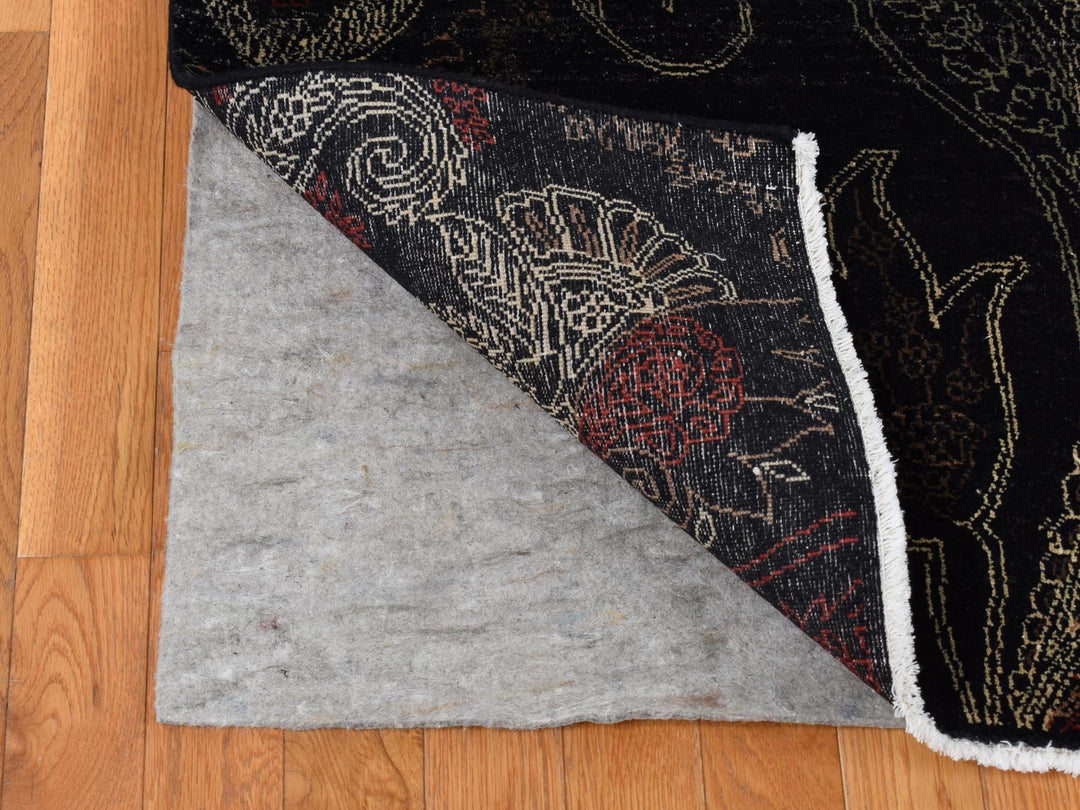 8'1" x 10'0" New Hand Knotted Black Wool Rectangle Oriental Rug - MOA10287029