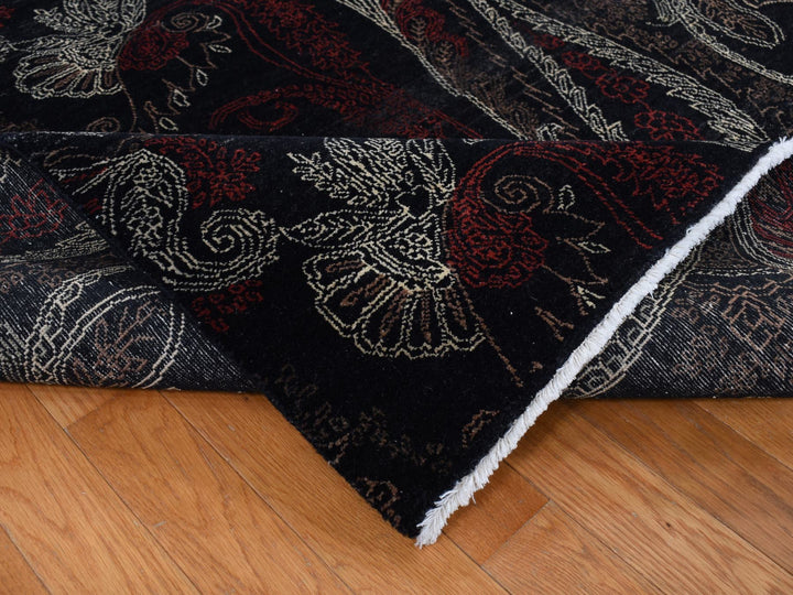 8'1" x 10'0" New Hand Knotted Black Wool Rectangle Oriental Rug - MOA10287029