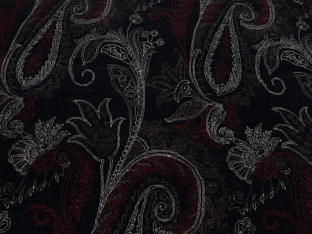 8'1" x 10'0" New Hand Knotted Black Wool Rectangle Oriental Rug - MOA10287029