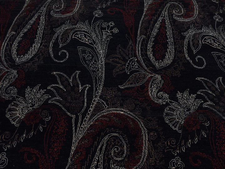 8'1" x 10'0" New Hand Knotted Black Wool Rectangle Oriental Rug - MOA10287029