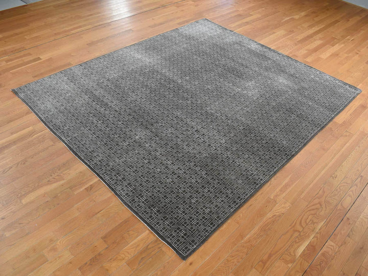8'1" x 9'9" New Hand Knotted Brown Wool & Silk Rectangle Oriental Rug - MOA10287030