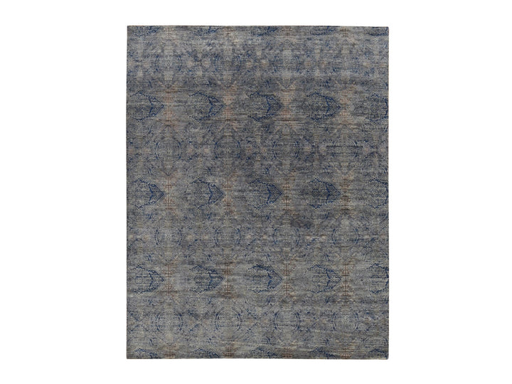 8'0" x 10'2" New Hand Knotted Grey Wool & Silk Rectangle Oriental Rug - MOA10287033