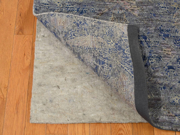 8'0" x 10'2" New Hand Knotted Grey Wool & Silk Rectangle Oriental Rug - MOA10287033