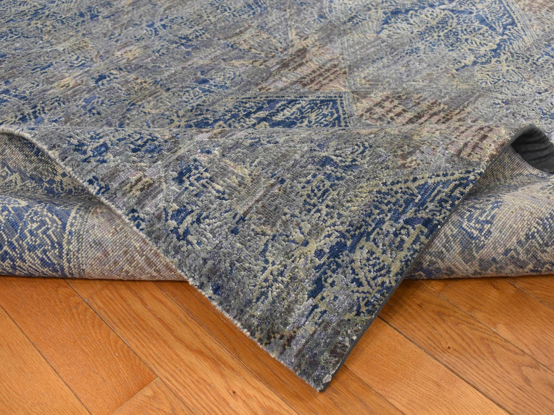 8'0" x 10'2" New Hand Knotted Grey Wool & Silk Rectangle Oriental Rug - MOA10287033