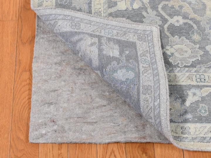 8'1" x 10'0" New Hand Knotted Grey Wool & Silk Rectangle Oriental Rug - MOA10287037