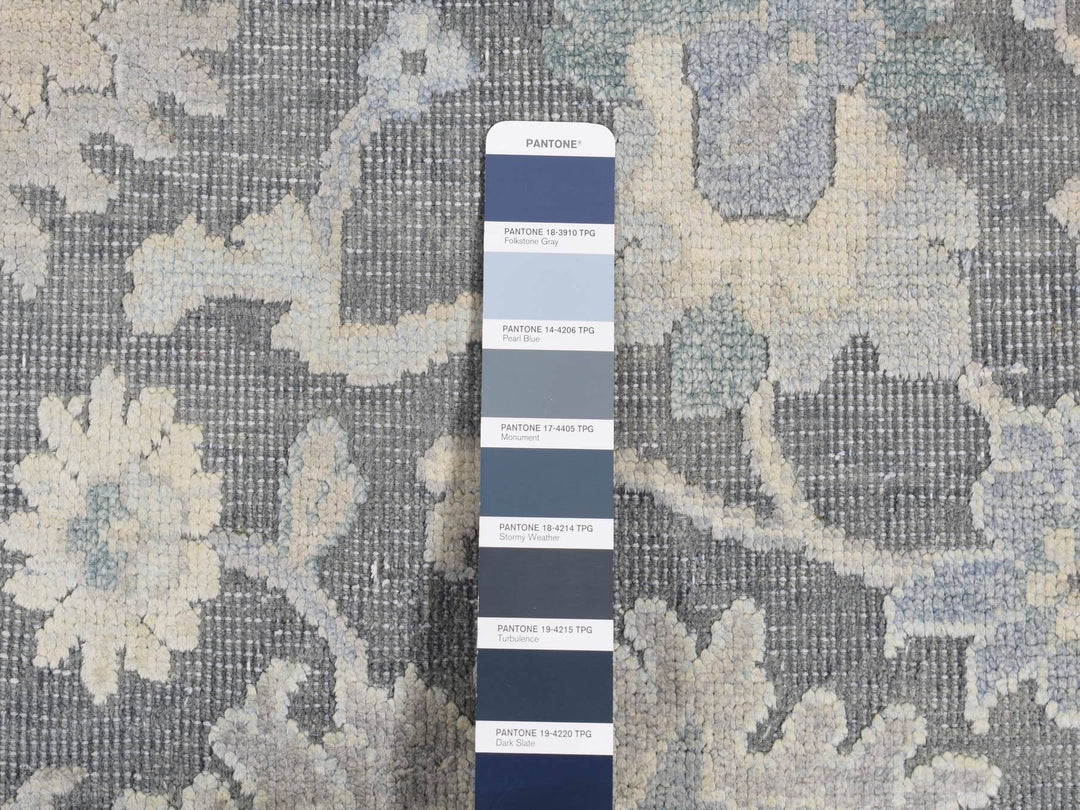 8'1" x 10'0" New Hand Knotted Grey Wool & Silk Rectangle Oriental Rug - MOA10287037