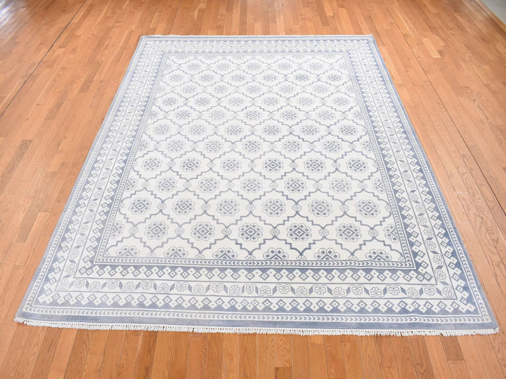 8'1" x 10'2" New Hand Knotted Ivory Cotton Rectangle Oriental Rug - MOA10287041