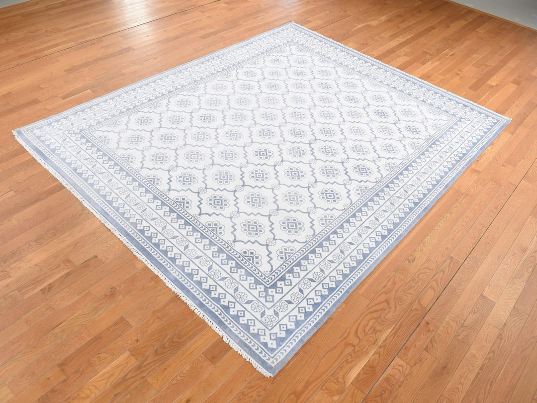 8'1" x 10'2" New Hand Knotted Ivory Cotton Rectangle Oriental Rug - MOA10287041
