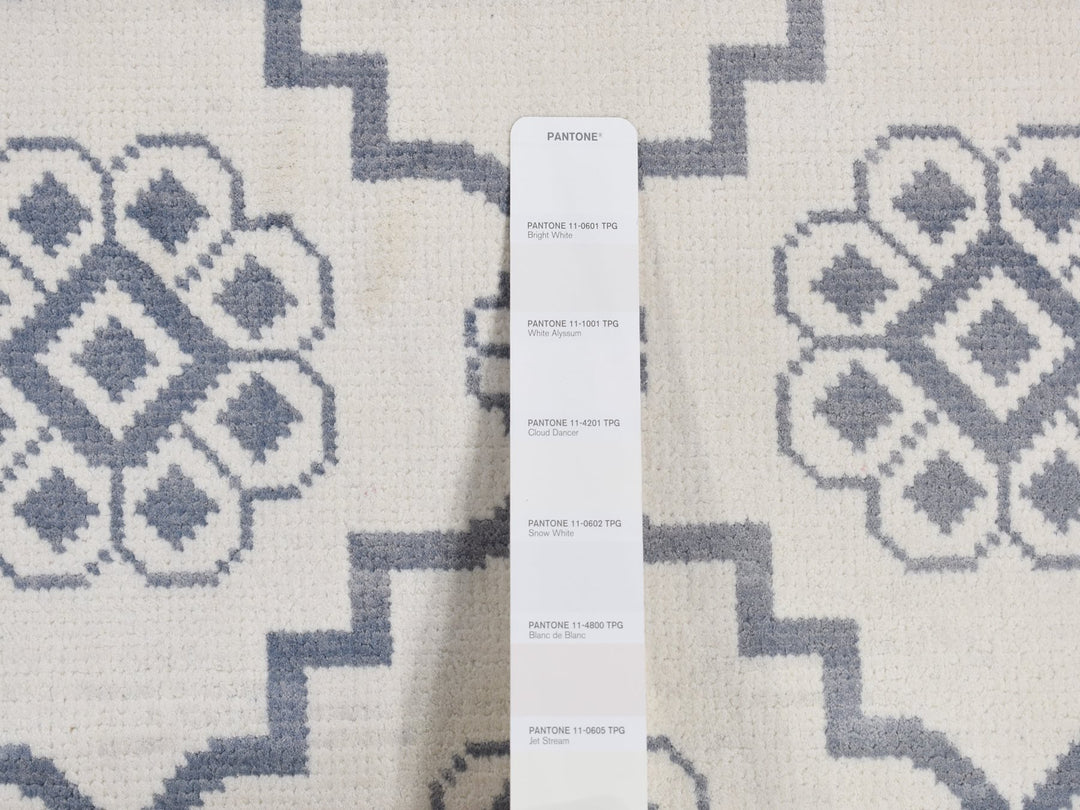 8'1" x 10'2" New Hand Knotted Ivory Cotton Rectangle Oriental Rug - MOA10287041
