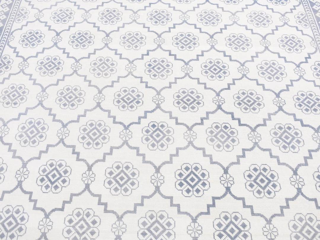 8'1" x 10'2" New Hand Knotted Ivory Cotton Rectangle Oriental Rug - MOA10287041