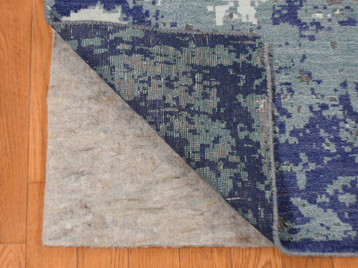 7'10" x 10'0" New Hand Knotted Purple Wool & Silk Rectangle Oriental Rug - MOA10287045