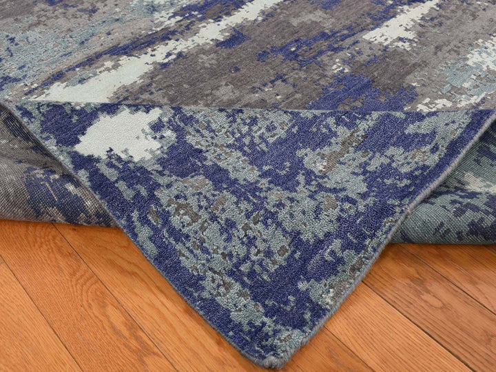 7'10" x 10'0" New Hand Knotted Purple Wool & Silk Rectangle Oriental Rug - MOA10287045