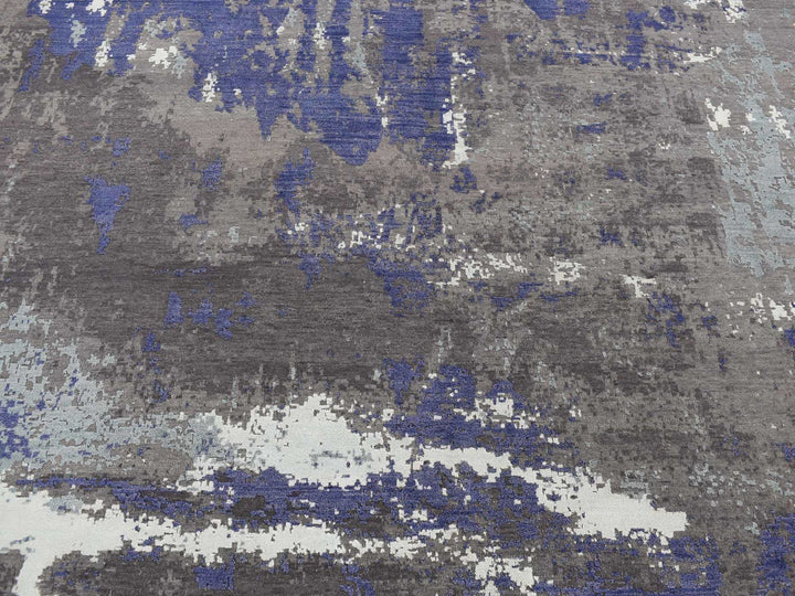 7'10" x 10'0" New Hand Knotted Purple Wool & Silk Rectangle Oriental Rug - MOA10287045