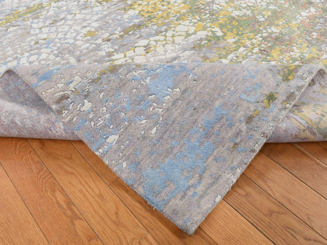 8'1" x 10'1" New Hand Knotted Ivory Wool & Silk Rectangle Oriental Rug - MOA10287047