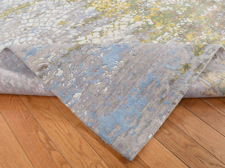 8'1" x 10'1" New Hand Knotted Ivory Wool & Silk Rectangle Oriental Rug - MOA10287047