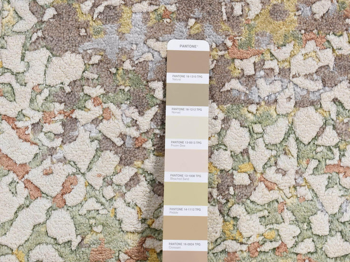 8'1" x 10'1" New Hand Knotted Ivory Wool & Silk Rectangle Oriental Rug - MOA10287047