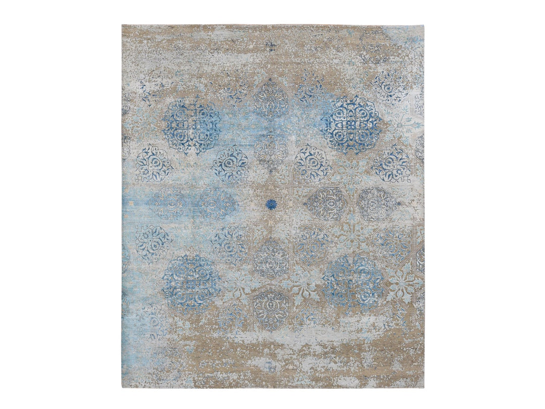 8'1" x 9'9" New Hand Knotted Brown Wool & Silk Rectangle Oriental Rug - MOA10287054