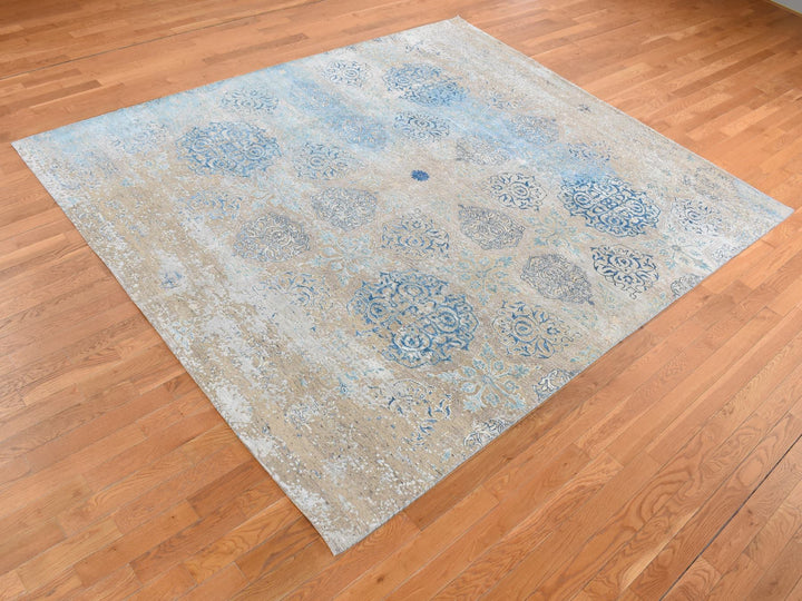 8'1" x 9'9" New Hand Knotted Brown Wool & Silk Rectangle Oriental Rug - MOA10287054
