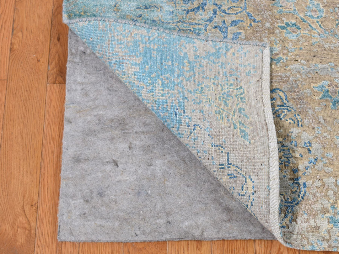 8'1" x 9'9" New Hand Knotted Brown Wool & Silk Rectangle Oriental Rug - MOA10287054
