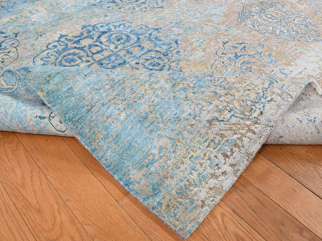 8'1" x 9'9" New Hand Knotted Brown Wool & Silk Rectangle Oriental Rug - MOA10287054