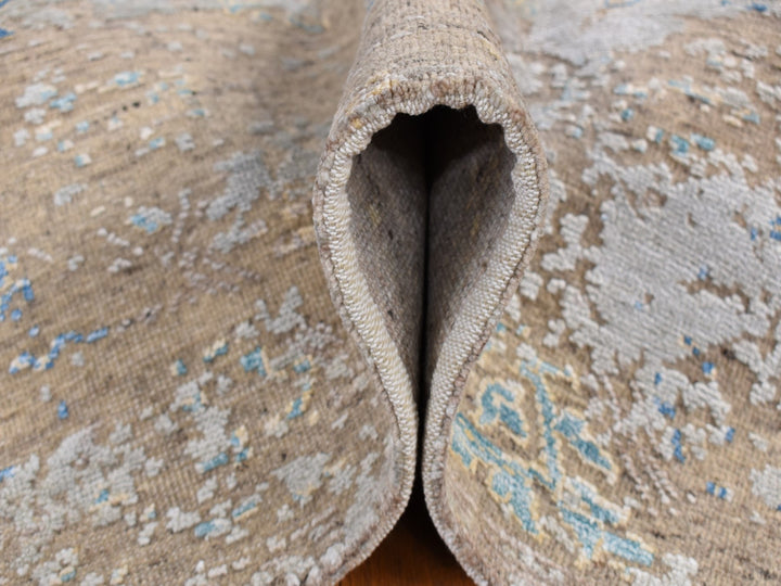 8'1" x 9'9" New Hand Knotted Brown Wool & Silk Rectangle Oriental Rug - MOA10287054