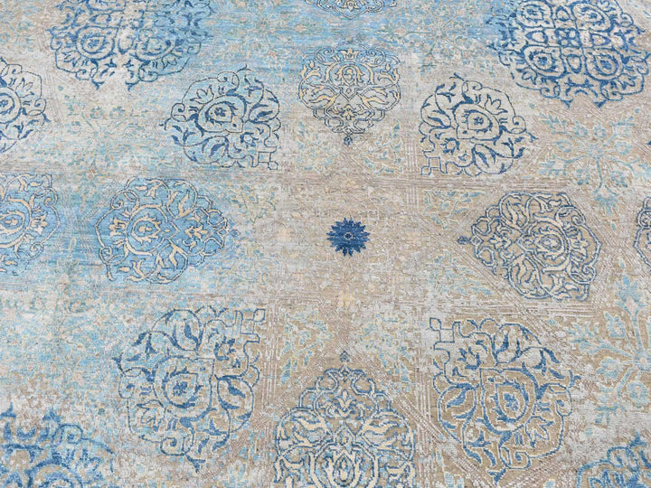 8'1" x 9'9" New Hand Knotted Brown Wool & Silk Rectangle Oriental Rug - MOA10287054