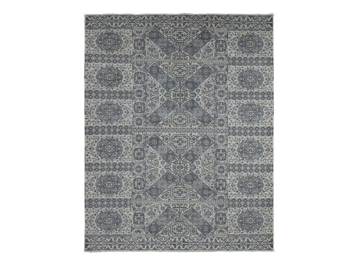 8'2" x 10'5" New Hand Knotted Grey Wool Rectangle Oriental Rug - MOA10287059