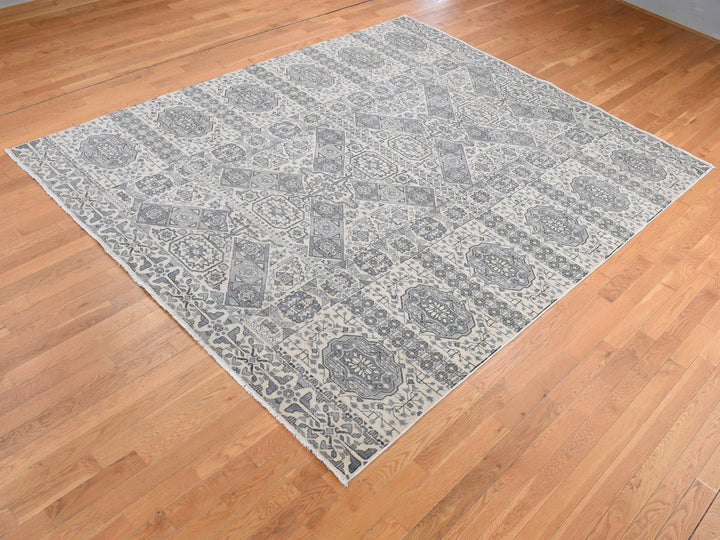 8'2" x 10'5" New Hand Knotted Grey Wool Rectangle Oriental Rug - MOA10287059