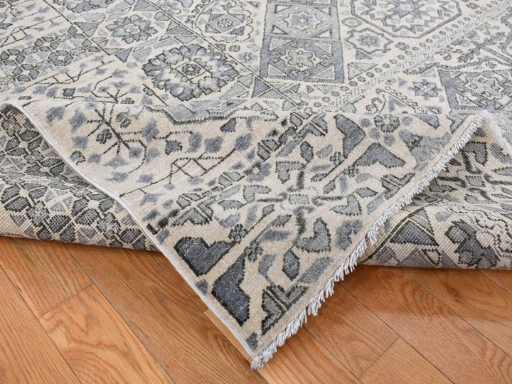 8'2" x 10'5" New Hand Knotted Grey Wool Rectangle Oriental Rug - MOA10287059