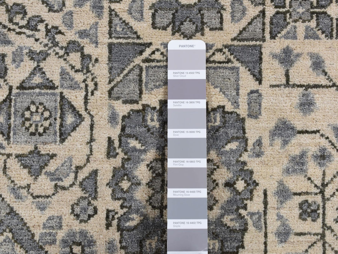 8'2" x 10'5" New Hand Knotted Grey Wool Rectangle Oriental Rug - MOA10287059