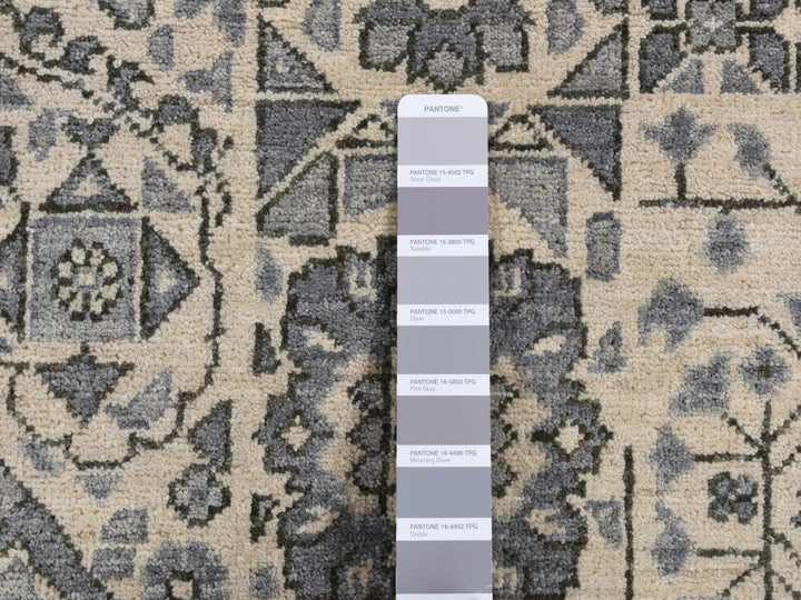 8'2" x 10'5" New Hand Knotted Grey Wool Rectangle Oriental Rug - MOA10287059
