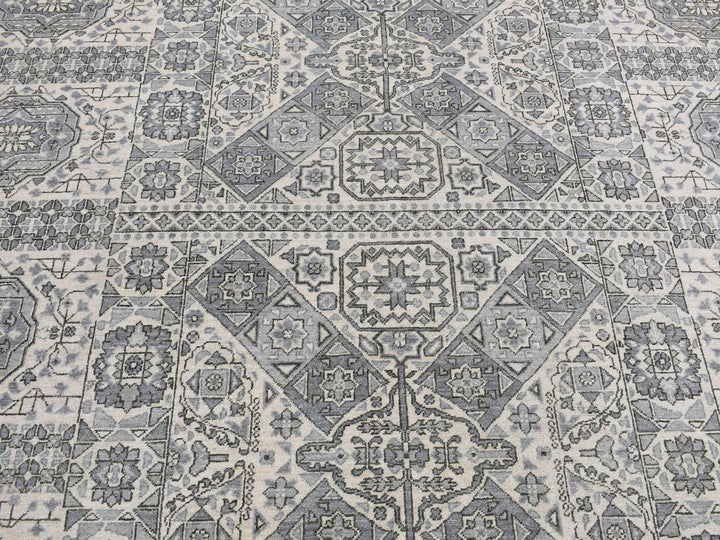 8'2" x 10'5" New Hand Knotted Grey Wool Rectangle Oriental Rug - MOA10287059