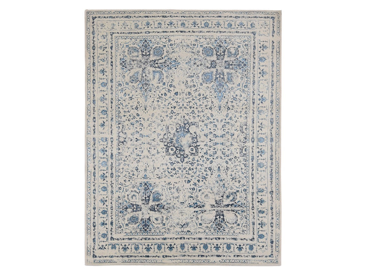 9'0" x 12'1" New Hand Knotted Ivory Wool Rectangle Oriental Rug - MOA10287062