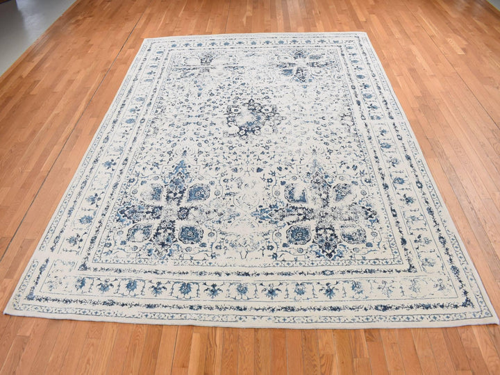 9'0" x 12'1" New Hand Knotted Ivory Wool Rectangle Oriental Rug - MOA10287062