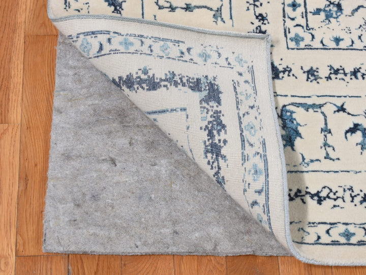 9'0" x 12'1" New Hand Knotted Ivory Wool Rectangle Oriental Rug - MOA10287062