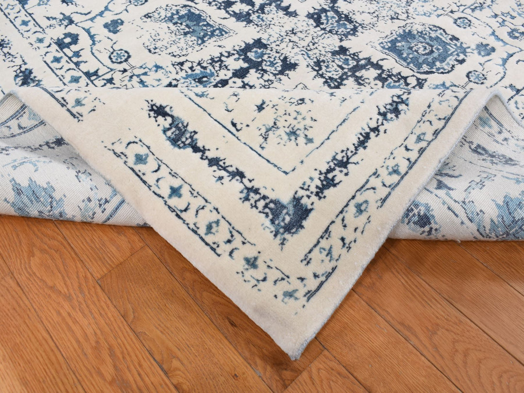 9'0" x 12'1" New Hand Knotted Ivory Wool Rectangle Oriental Rug - MOA10287062