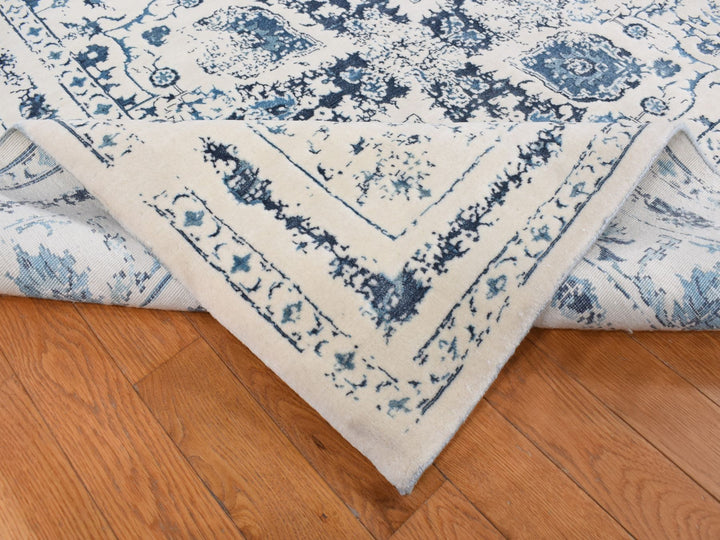 9'0" x 12'1" New Hand Knotted Ivory Wool Rectangle Oriental Rug - MOA10287062